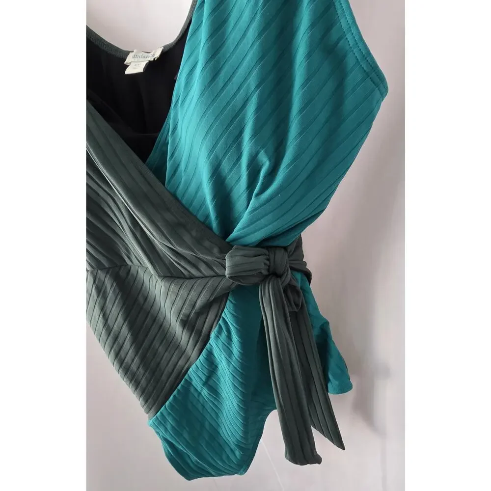 Sundance Emi Wrap Swimsuit Two-Tone Green Teal XXL NWOT
